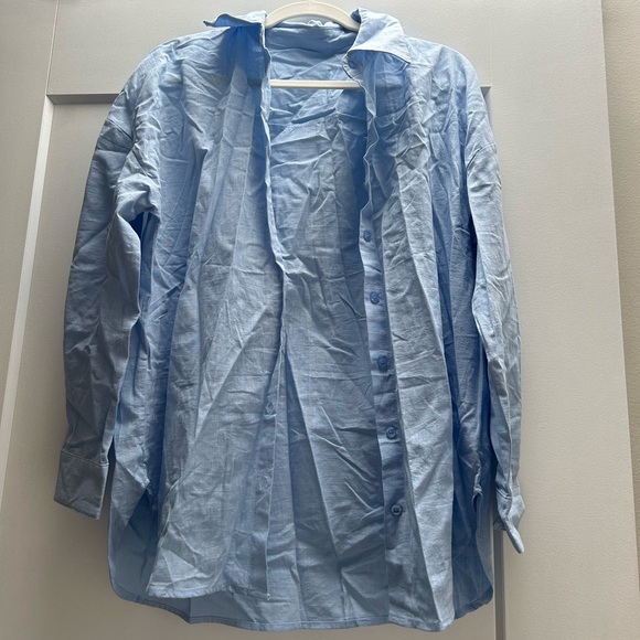 Fixmatti Women 2 Piece Outfits Long Sleeve Button Down Shirt and Shorts Set - Picture 3 of 6